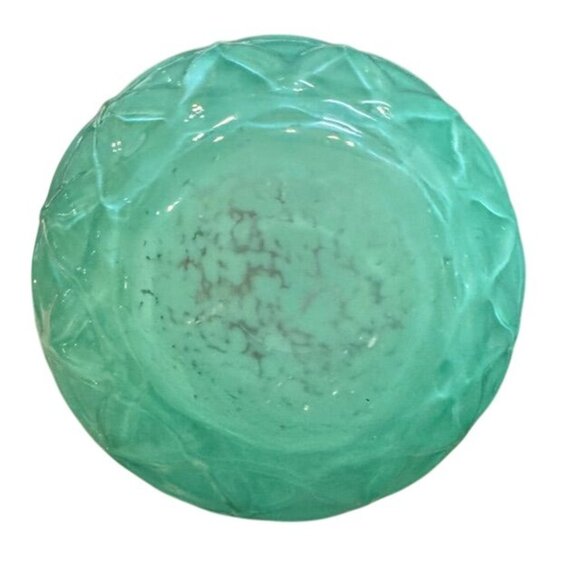 Embossed Green Glass Vase & Candle Holder Set Of 3 - Picture 6 of 11